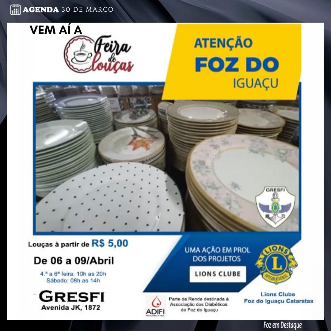 A FEIRA DE LOUÇAS DO LIONS VEM AÍ agenda
