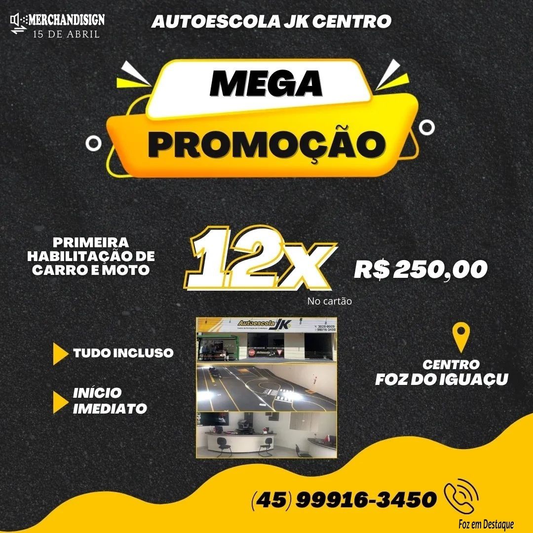 PROMOÇÃO AUTOESCOLA JK Centro merchan-autoescola-