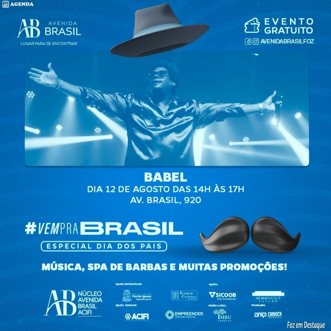“#VEMPRABRASIL” traz apresentações artísticas e barbearia gratuita na Avenida Brasil no Dia dos Pais agenda-prefeitura