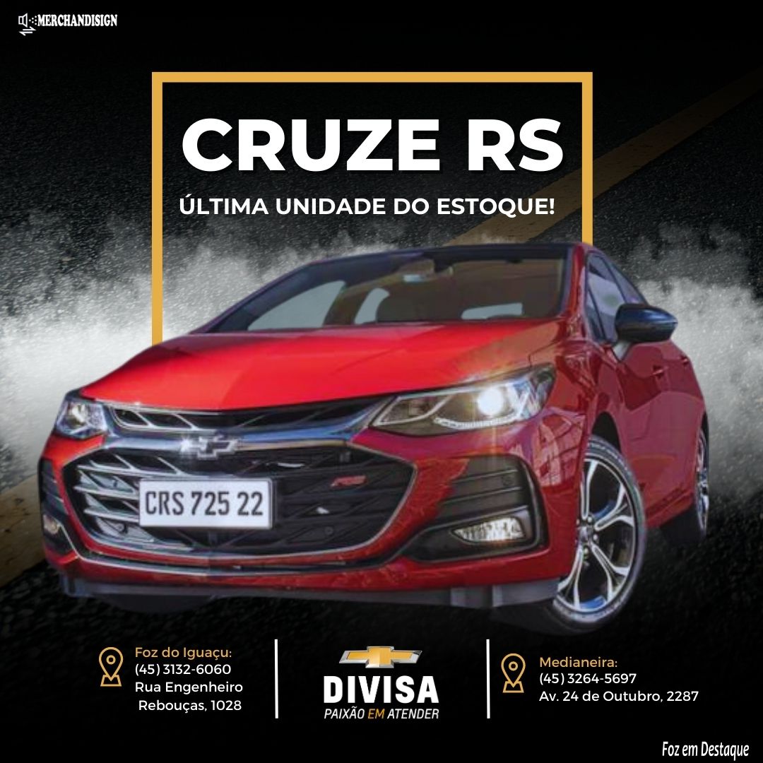 Cruze RS: ÚLTIMA UNIDADE DO ESTOQUE! merchan-divisa-0