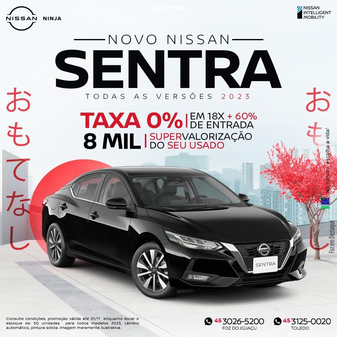 Promo Novo Nissan Sentra agenda - nissan