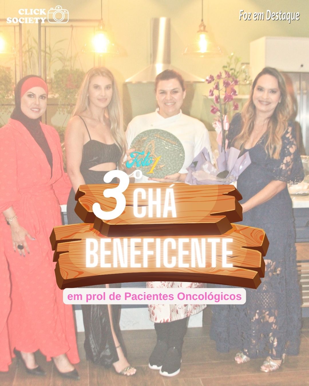 CHÁ BENEFICENTE EM PROL DE PACIENTES ONCOLÓGICOS - Amigas do ONCOFOZ chá beneficente em prol de pacientes oncologicos - oncofoz
