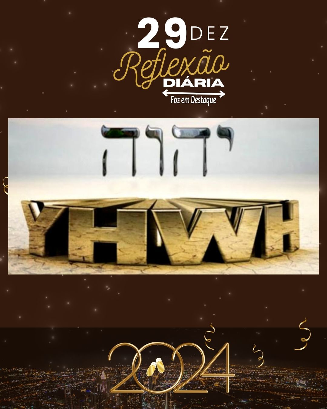 Reflexão Diária 29 Dezembro reflexao diaria foz em destaque yhwh