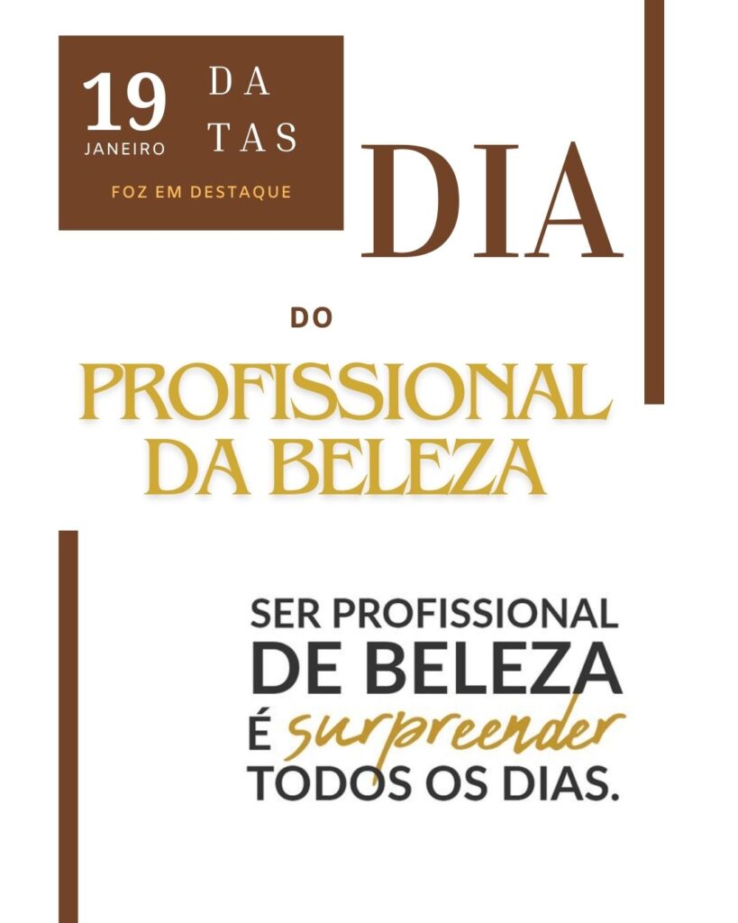 Datas 19 Janeiro 2024 - Dia do Profissional de Beleza
