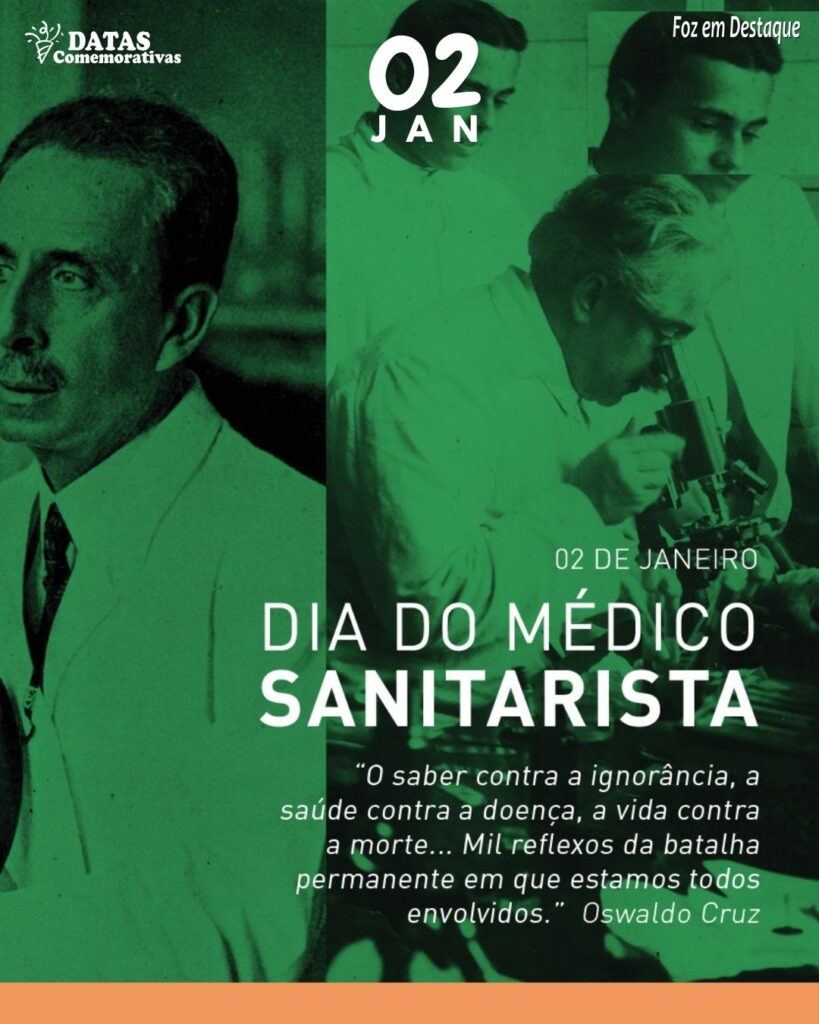 Datas 02 Janeiro 2024 - Dia do Médico Sanitarista - Foz em Destaque