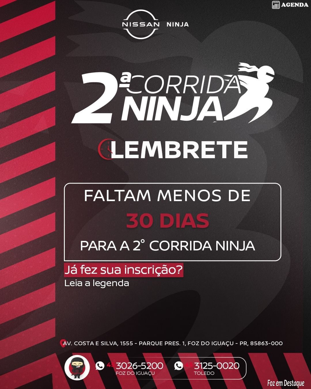 Está chegando a 2ª Corrida Ninja agenda-nissan