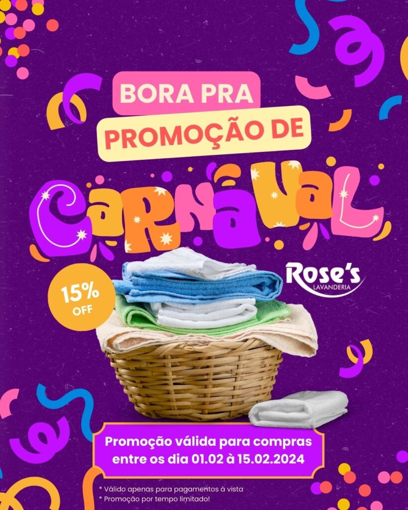 Promoção de Carnaval na Rose’s Lavanderia