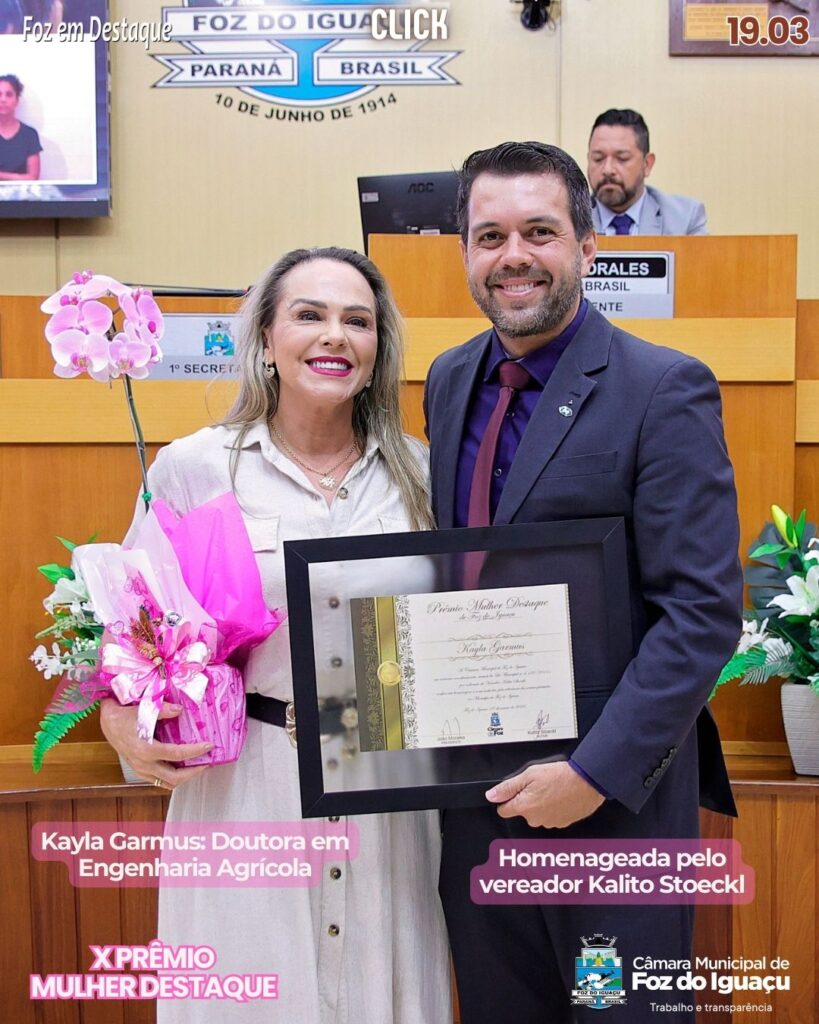 REMIO MULHER DESTAQUE CAMARAFOZ - Kayla Garmus - vereador Kalito Stoeckl.