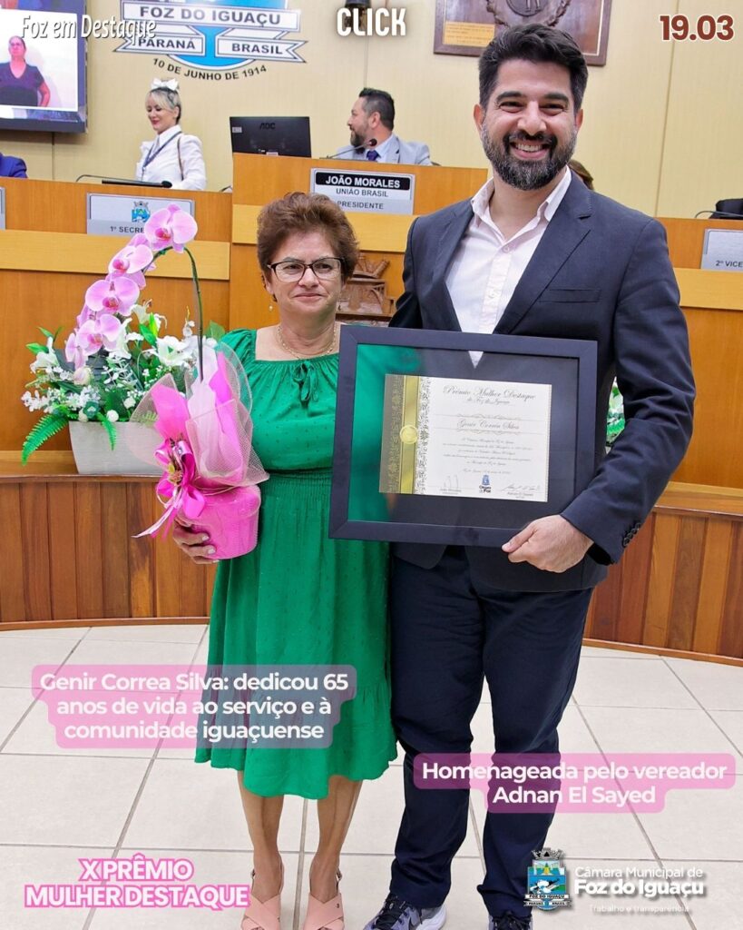 REMIO MULHER DESTAQUE CAMARAFOZ - Genir Correa Silva -Homenageada pelo vereador Adnan El Sayed.