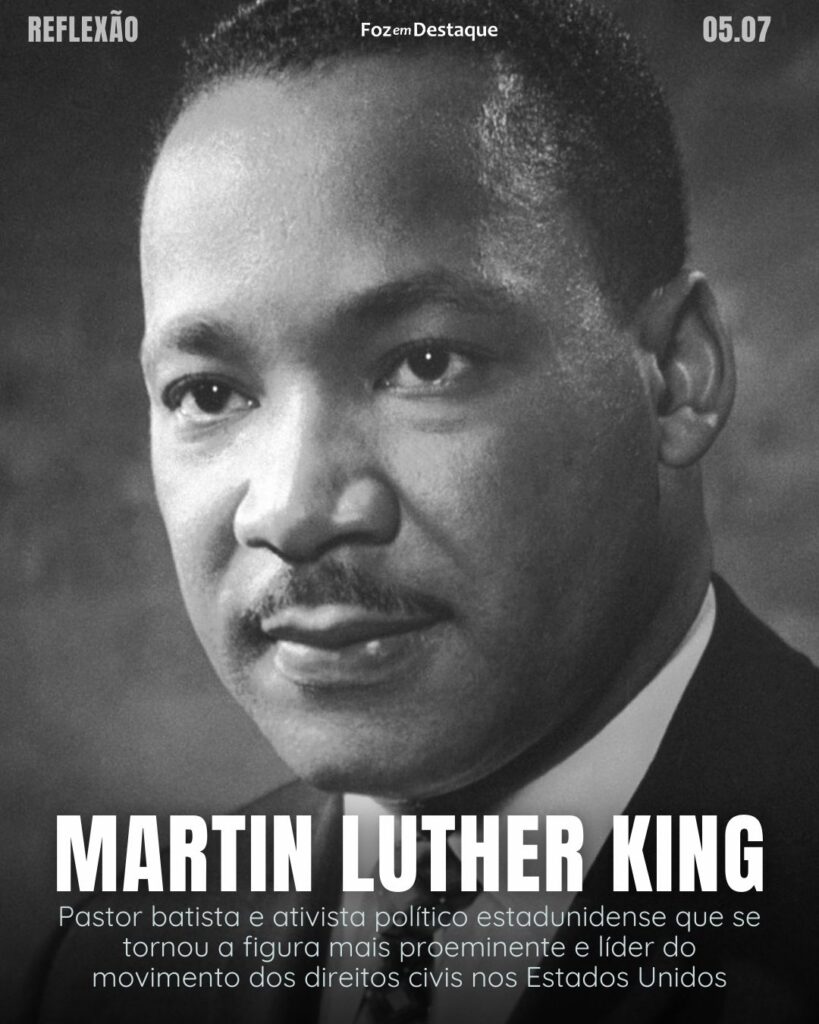 Reflexão 05 de Julho 2024
Martin Luther King : "Para criar inimigos não é necessário declarar guerra, basta dizer o que pensa." 
