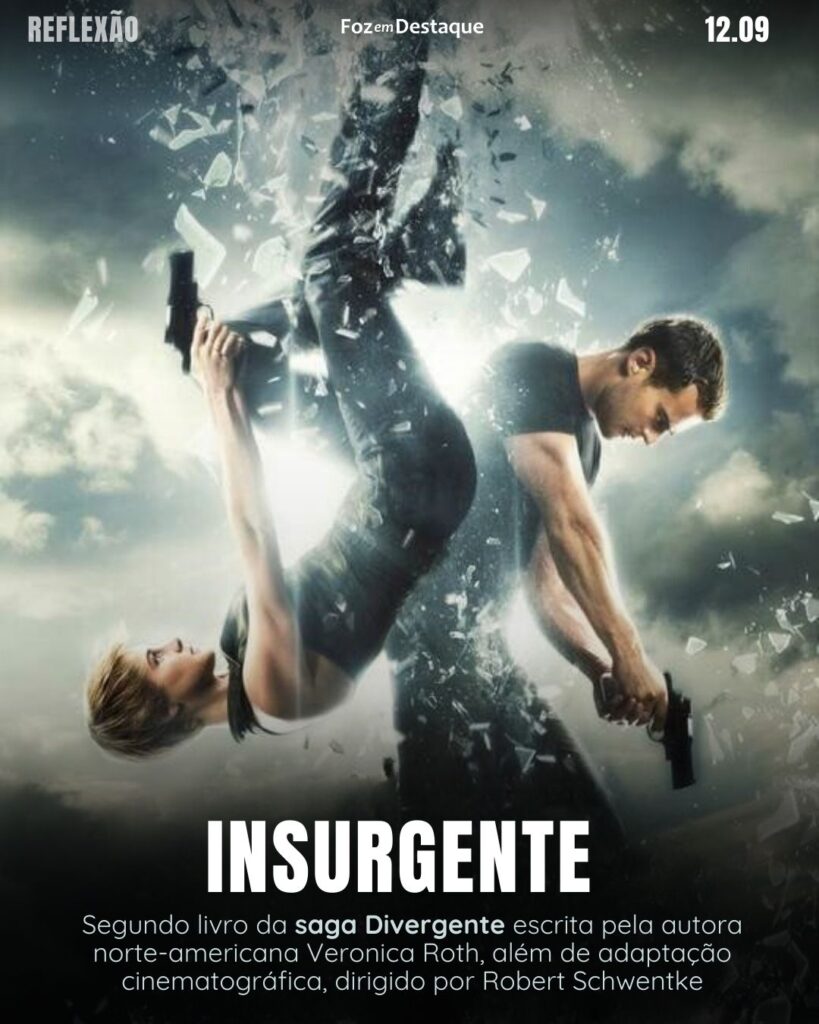 "Há sempre algo a aprender, sempre algo que é importante entender." 
Insurgente - Segundo livro da saga Divergente escrita pela autora norte-americana Veronica Roth, além de adaptação cinematográfica, dirigido por Robert Schwentke
Reflexão 12 de Setembro 2024