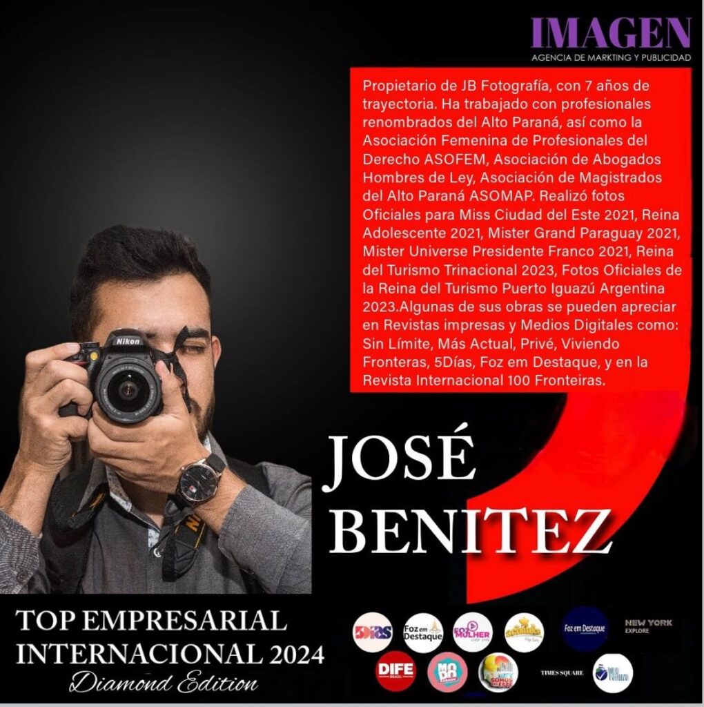 JOSE BENITEZ é o proprietário da JB Fotografia, com 7 anos de trajetória.