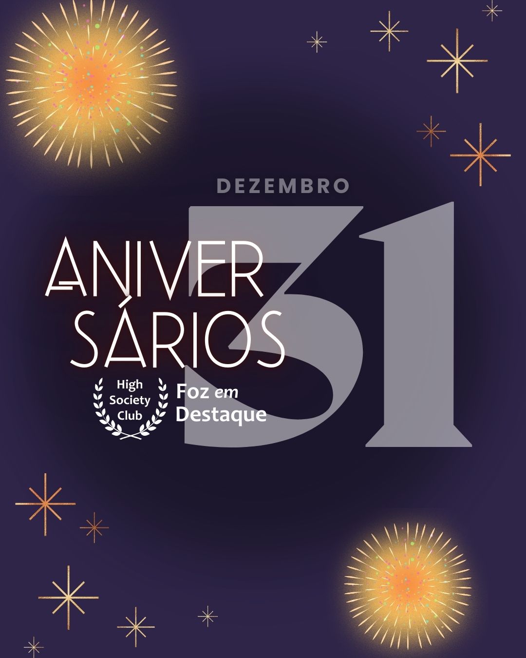 Aniversários 31 de Dezembro 2024 15