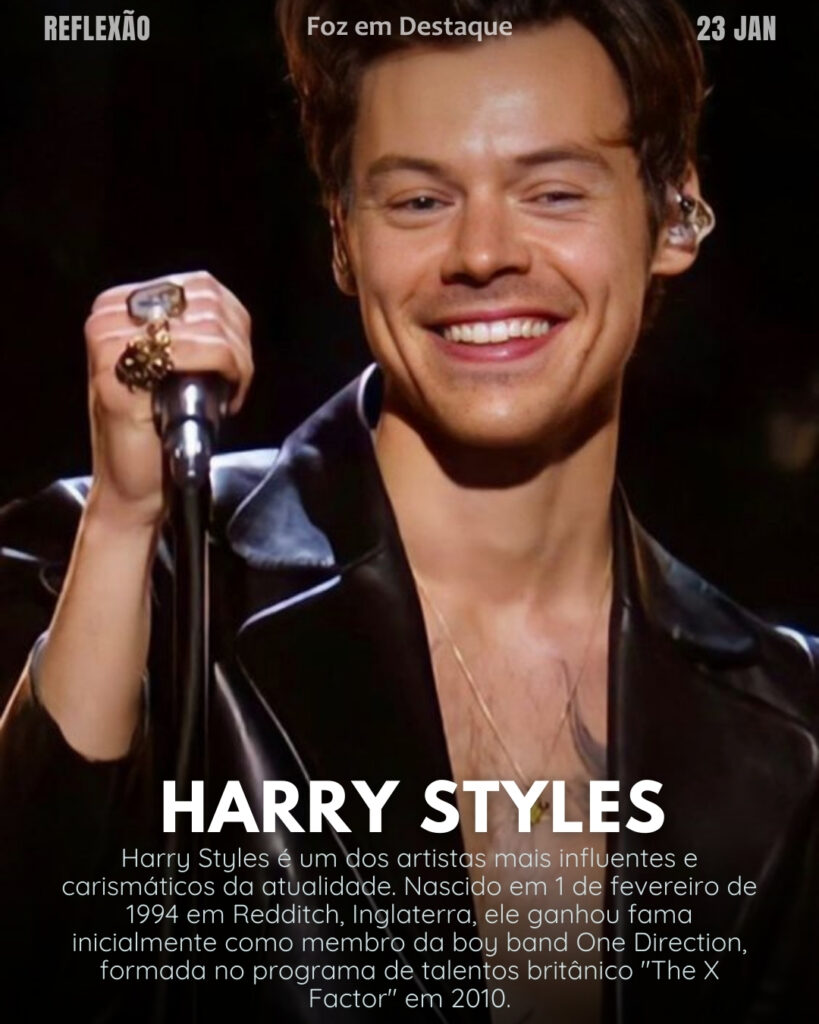 "Não escolha a pessoa mais bonita do mundo. Escolha aquela que torna o seu mundo mais bonito." (Harry Styles)
Reflexão 23 de janeiro 2025 Foz em Destaque "Sua Vida mais divertida!!!