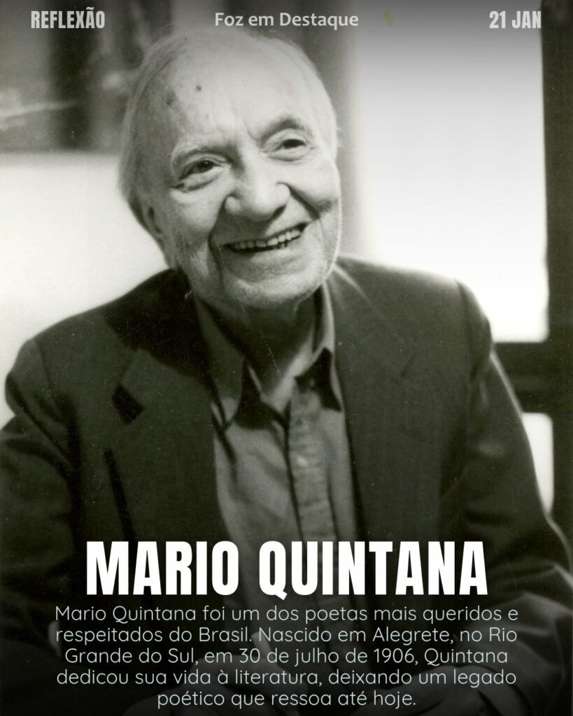"A amizade é um amor que nunca morre." (Mario Quintana)
Reflexão 21 de janeiro 2025 Foz em Destaque "Sua Vida mais divertida!!!"