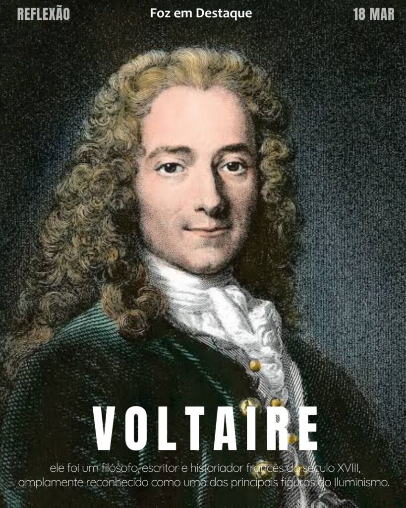 "A primeira lei da natureza é a tolerância - já que temos todos uma porção de erros e fraquezas."
(Voltaire)
Reflexão 18 de março 2025 Foz em Destaque "Sua Vida mais divertida!!!"