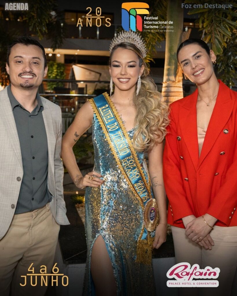 FESTIVAL INTERNACIONAL DAS CATARATAS EQUIPE
JIN PETRYCOSKI, JULYA BERNARSKI. RAINHA DO TURISMO DE FOZ DO IGUAÇU, GISELA VIANA, ODA DUTTY FREE