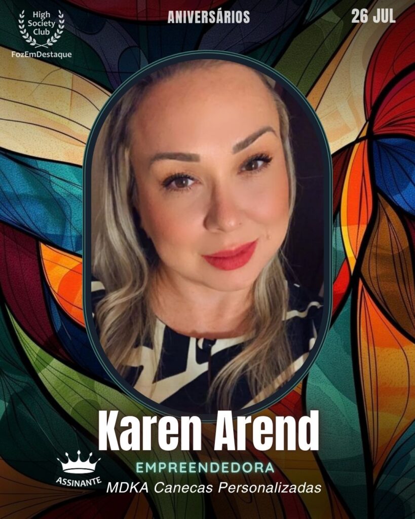 Karen Arend dos Reis de Paula (Karen Arend)
Empreendedora
MDKA Canecas Personalizadas
HIGH SOCIETY CLUB