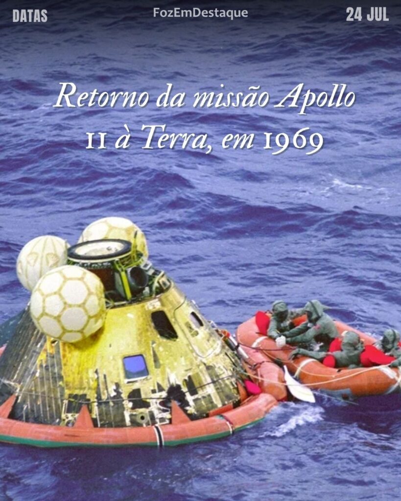Retorno da missão Apollo 11 à Terra em 1969
Datas comemorativas hoje foz