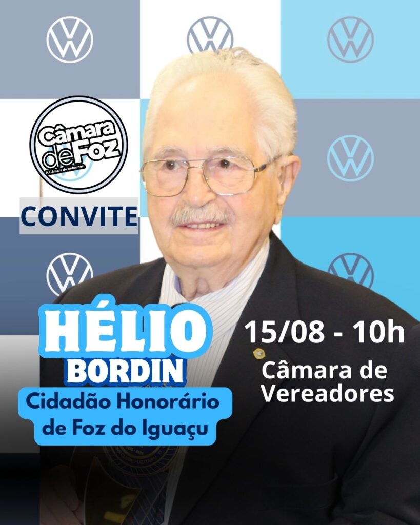 Hélio David Bordin Cidadão de Foz do Iguaçu - Hélio Bordin
Vereador Paulo Debrito
Wolkswagen Paraguaçu
FozEmDestaque