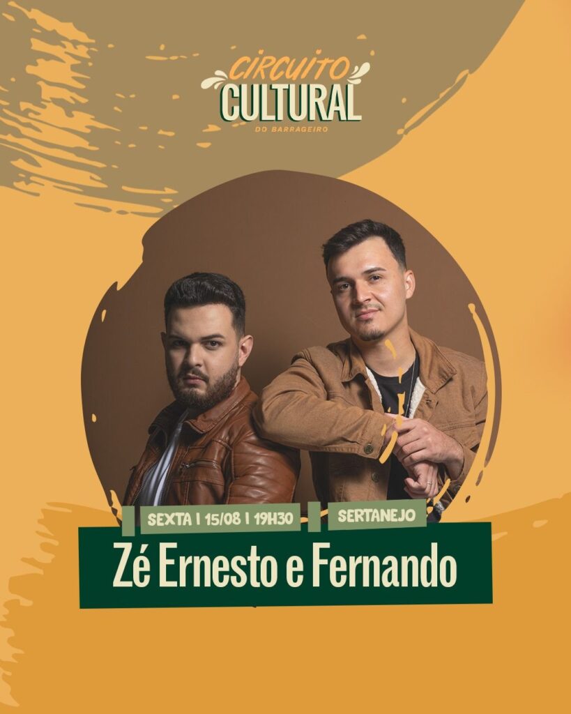 Sexta-feira 15/08 - Zé Ernesto e Fernando - Sertanejo
Mercado Barrageiro Agenda 14/17/08