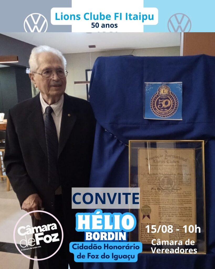 Hélio David Bordin Cidadão de Foz do Iguaçu - Hélio Bordin
Vereador Paulo Debrito
Wolkswagen Paraguaçu
FozEmDestaque
Lions Itaipu