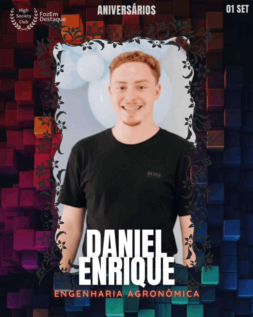 Daniel Enrique
Estudante de Engenharia Agronômica, Daniel Enrique celebra seus 20 anos de vida. Com foco na sua formação, ele se dedica a aprender e se especializar em uma área fundamental para o futuro do nosso país.