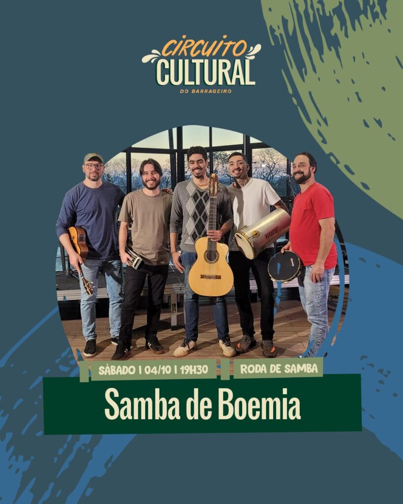 Samba de Boemia garante a roda de Samba
Agenda Mercado 02/05 Outubro
MERCADO PÚBLICO BARRAGEIRO
