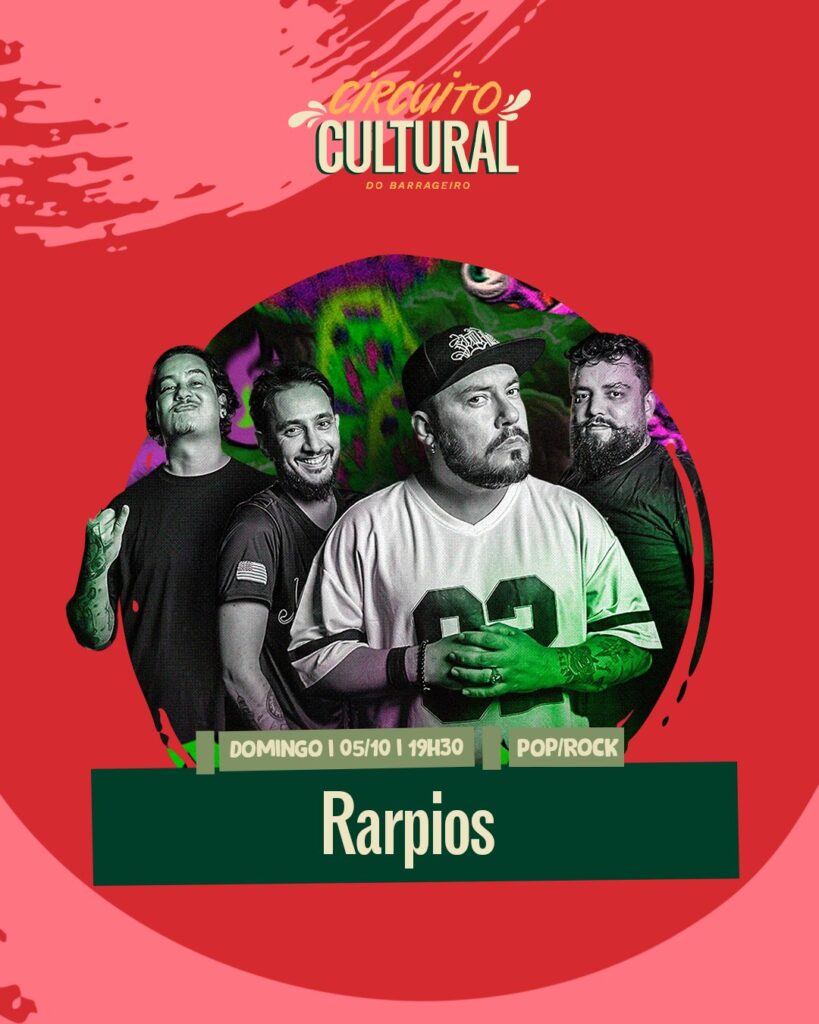 A banda Rarpios encerra a semana com muito Pop/Rock
Agenda Mercado 02/05 Outubro
MERCADO PÚBLICO BARRAGEIRO
