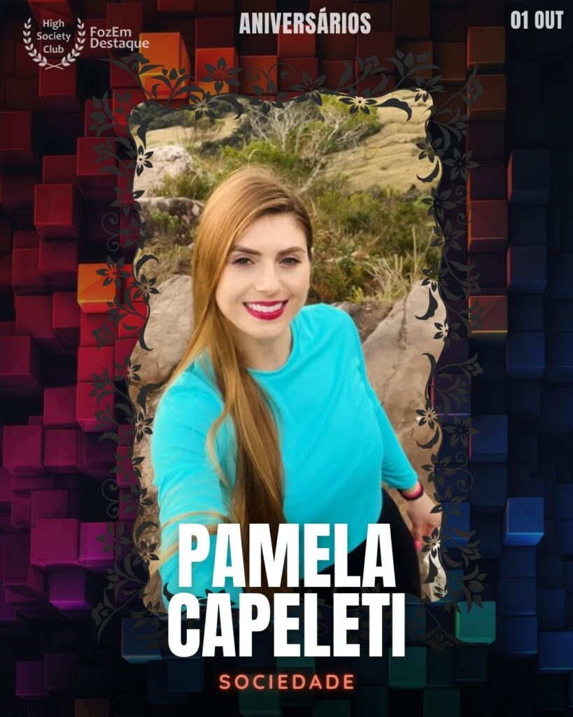 Pamela Capeleti é uma figura ativa na Sociedade de Foz do Iguaçu. Sua presença e envolvimento em eventos e círculos sociais a tornam uma personalidade conhecida, contribuindo para a efervescência social da cidade. Ela compartilha seu estilo de vida e momentos nas suas plataformas digitais, mantendo um contato próximo com seus seguidores
Aniversários FozEmDestaque HighSocietyClub 31/10/2025