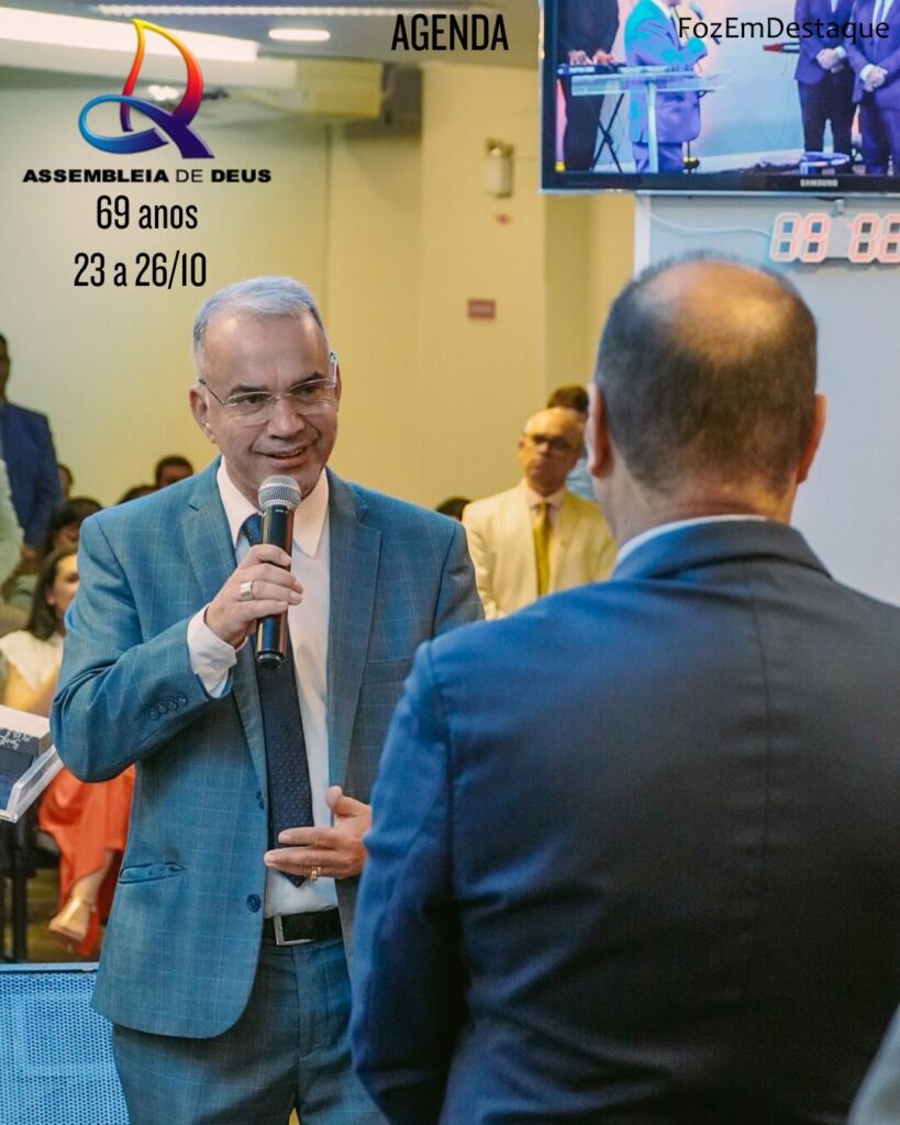 aniversário assembleia de deus
Pastor Isaias Cardoso
Participe da celebração de 69 anos da Assembleia de Deus em Foz do Iguaçu! De 23 a 26/10/2025, um evento de fé e gratidão com Giselli Cristina, Canção & Louvor e Pr. Ival Teodoro. Saiba mais sobre o legado da igreja na cidade.