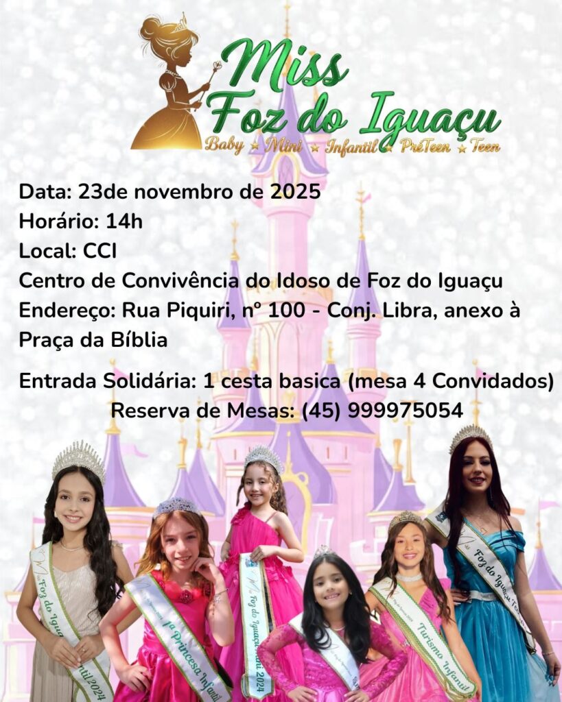 Miss Foz do Iguaçu Infantil
Patricia Amarilla
Elas Models
Certames de Beleza
FozEmDestaque
Miss Foz Rainha Turismo