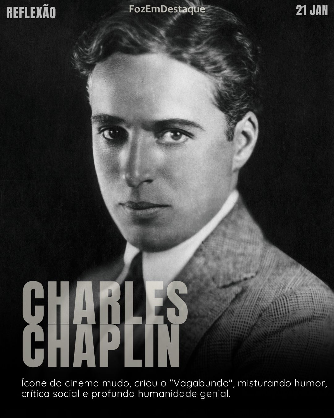 "A vida é uma peça de teatro que não permite ensaios. Por isso, cante, chore, dance, ria e viva intensamente." — Charles Chaplin
Reflexão diaria FozEmDestaque