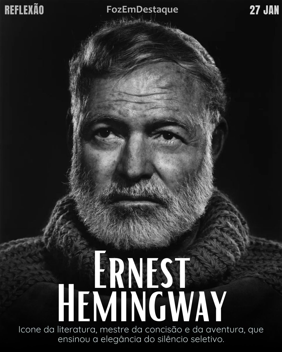 “São necessários dois anos para aprender a falar e sessenta para aprender a calar.” – Ernest Hemingway.
Sabedoria Silêncio Hemingway 2026