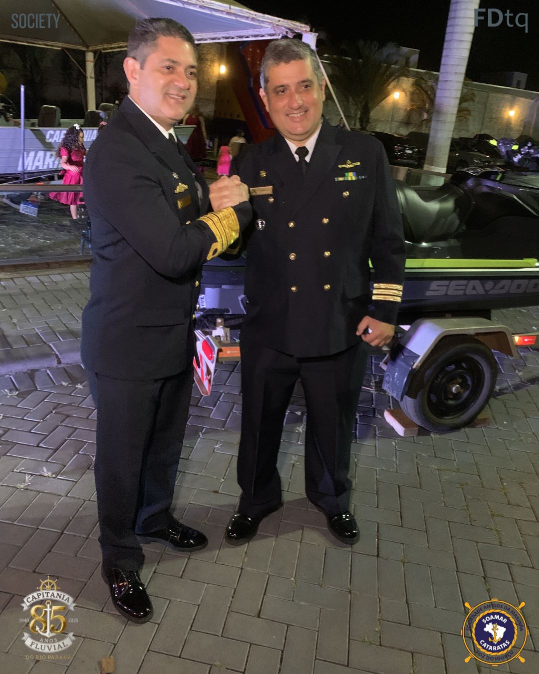 Comandante Uanderson Simonin e convidados no Jantar de 85 anos da Capitania em Foz do Iguaçu
SOAMAR CATARATAS
VERALDO BARBIERO
CAPITÃO COTTA
TALITA COTTA
VOLUNTÁRIAS CISNE BRANCO
ALMIRANTE TROVÁO
CAPITANIA DOS PORTOS DO RIO PARANÁ
