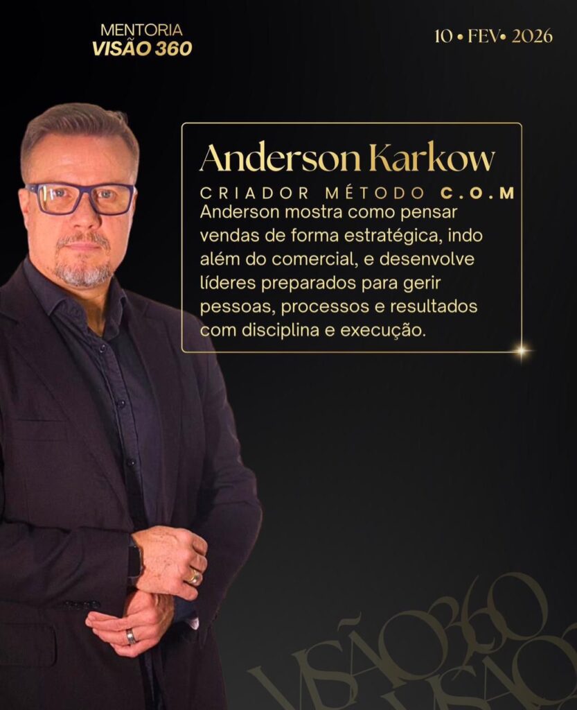 Gisele Kuhn (Empresária): Mentalidade de empresária vs. empreendedora e assumir o controle real do negócio.
Lucas Henz (Liderança): Desenvolvimento de líderes e equipes de alto desempenho com liderança situacional.
Anderson Karkow (Vendas): Método C.O.M., gestão estratégica comercial e processos de vendas.
Nathalie Chavez (Terapeuta): Padrões emocionais nas decisões e terapia nas empresas.
Adrieni Yassine (Neurociência): Comunicação, imagem e posicionamento estratégico para autoridade.
Danielli Arenhart (Finanças): Organização financeira de ponta a ponta.
Erika Rossi (RH e Negócios): Cultura organizacional, propósito e "arrumar a casa".
Bruno Sant Anna (Growth & IA): Inteligência Artificial para automatizar processos e escalar lucros.
Mentoria Visão 360