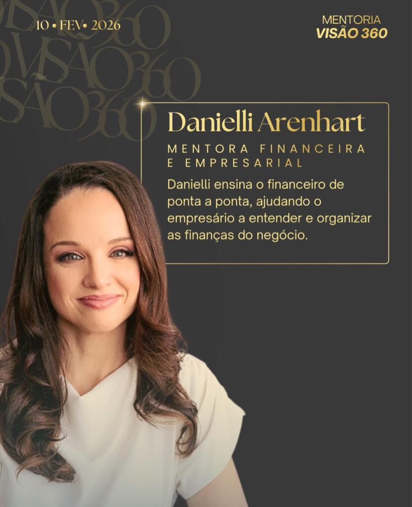 Gisele Kuhn (Empresária): Mentalidade de empresária vs. empreendedora e assumir o controle real do negócio.
Lucas Henz (Liderança): Desenvolvimento de líderes e equipes de alto desempenho com liderança situacional.
Anderson Karkow (Vendas): Método C.O.M., gestão estratégica comercial e processos de vendas.
Nathalie Chavez (Terapeuta): Padrões emocionais nas decisões e terapia nas empresas.
Adrieni Yassine (Neurociência): Comunicação, imagem e posicionamento estratégico para autoridade.
Danielli Arenhart (Finanças): Organização financeira de ponta a ponta.
Erika Rossi (RH e Negócios): Cultura organizacional, propósito e "arrumar a casa".
Bruno Sant Anna (Growth & IA): Inteligência Artificial para automatizar processos e escalar lucros.
Mentoria Visão 360