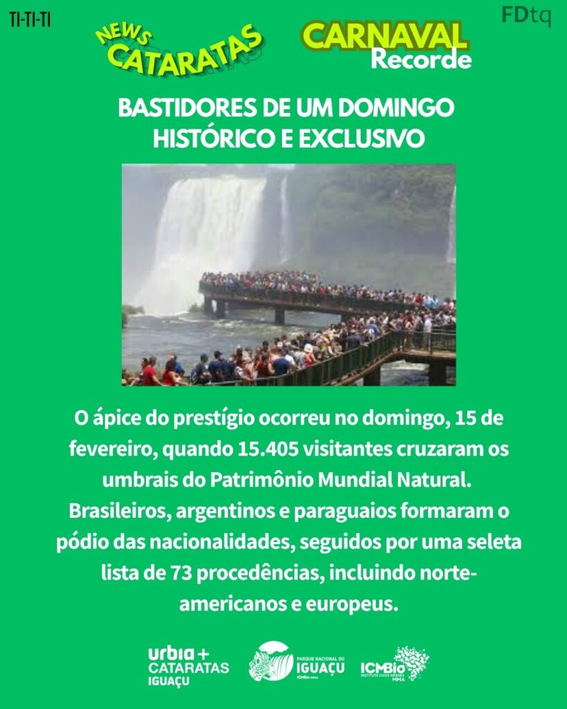 Carnaval nas Cataratas 2026 registra recorde de 38 mil pessoas. Veja os detalhes da visitação histórica no Parque Nacional do Iguaçu.
FozEmDestaque
Foz em Destaque