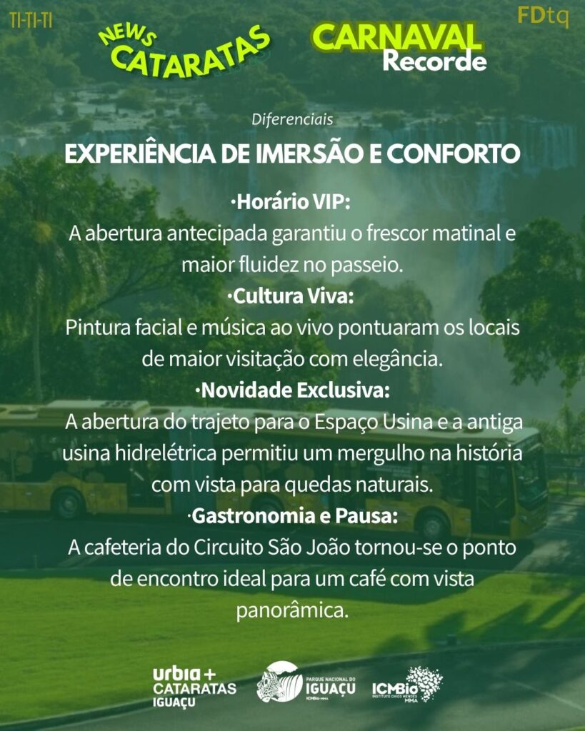 Carnaval nas Cataratas 2026 registra recorde de 38 mil pessoas. Veja os detalhes da visitação histórica no Parque Nacional do Iguaçu.
FozEmDestaque
Foz em Destaque
